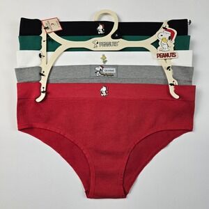 NWT Peanuts Women's Ribbed Seamless Panties 5-Pack Snoopy Holiday Multi Medium